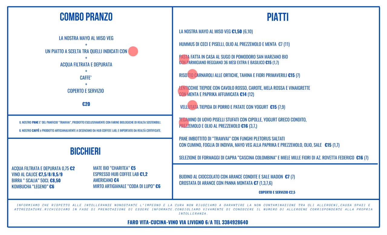 Menu Pranzo FARO